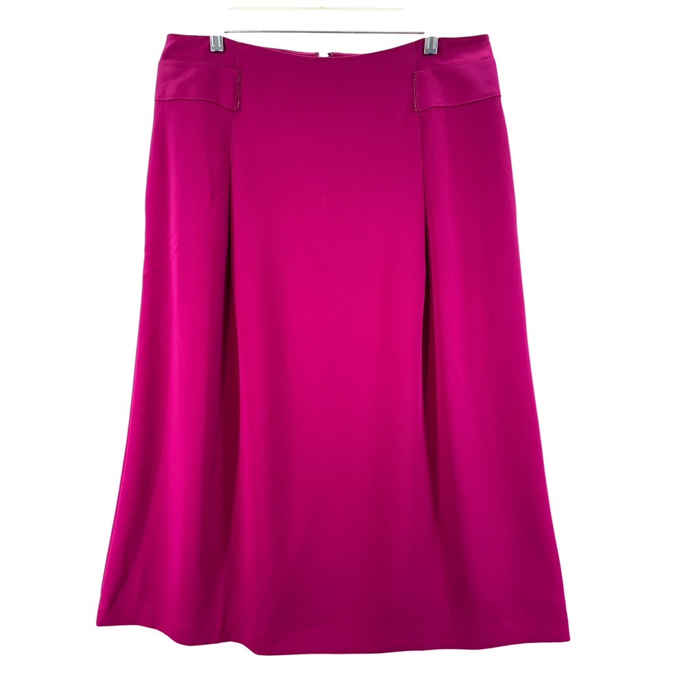Boden A-Line Skirt Womens 14R Pink Magenta Lined Back Zip Knee Midi Casual